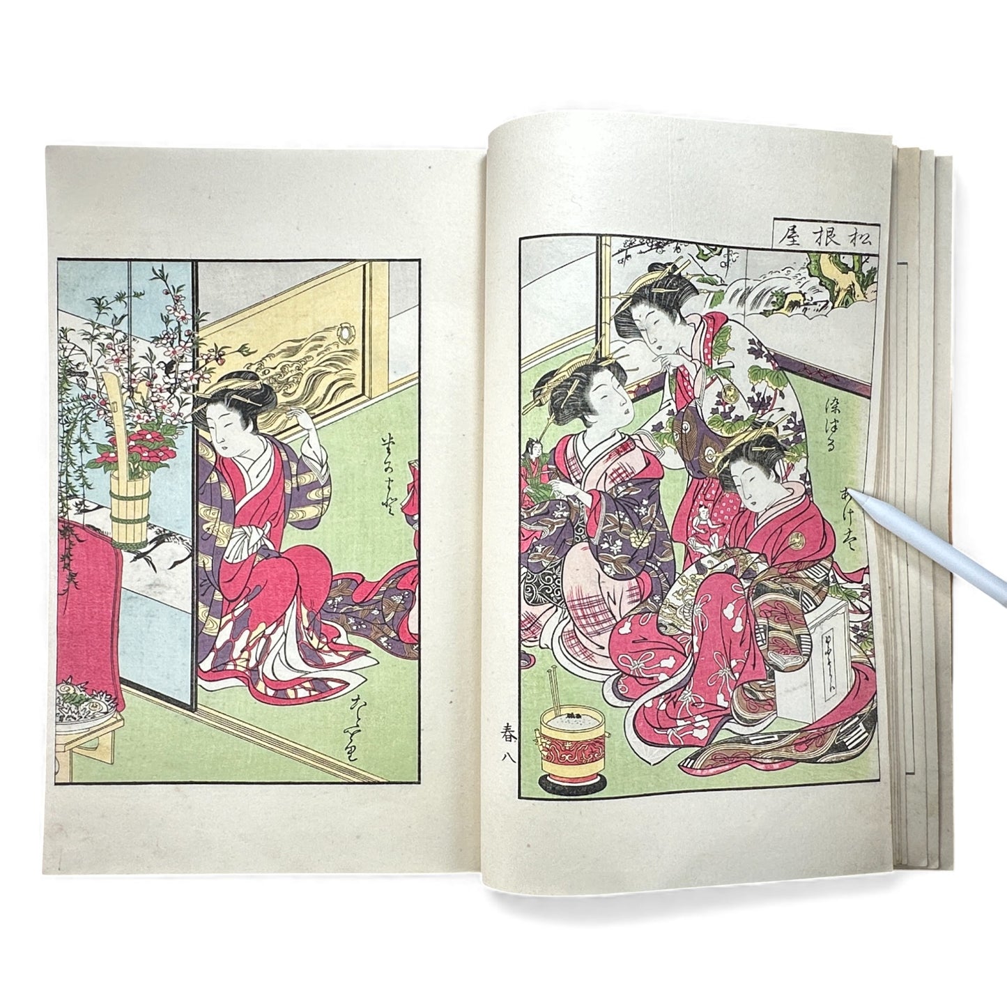 Antique Japanese Woodblock Print Book Taisho 1916 – Seirō Bijin Awase Kagami (青楼美人合姿鏡 春夏) – Spring & Summer Bijin-ga Album - B143