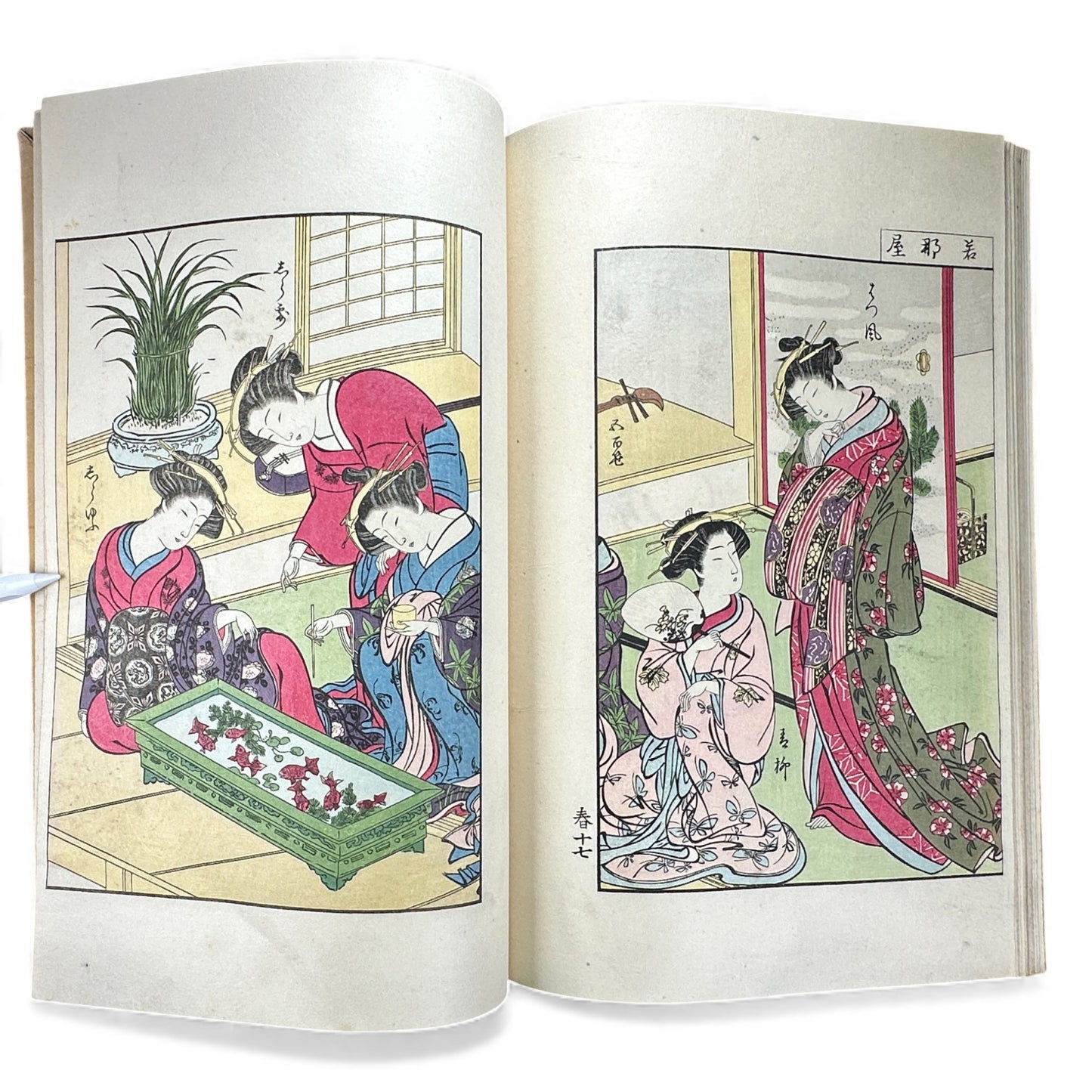 Antique Japanese Woodblock Print Book Taisho 1916 – Seirō Bijin Awase Kagami (青楼美人合姿鏡 春夏) – Spring & Summer Bijin-ga Album - B143