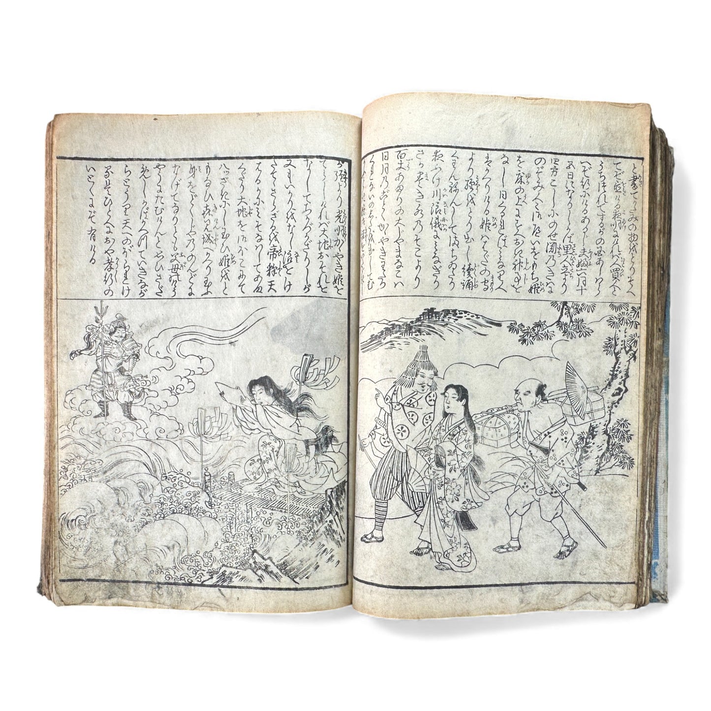 Edo Woodblock Illustrated Book – Japanese Antique Ehon – Seasons, Poetry & Court Scenes – Late Edo - B153