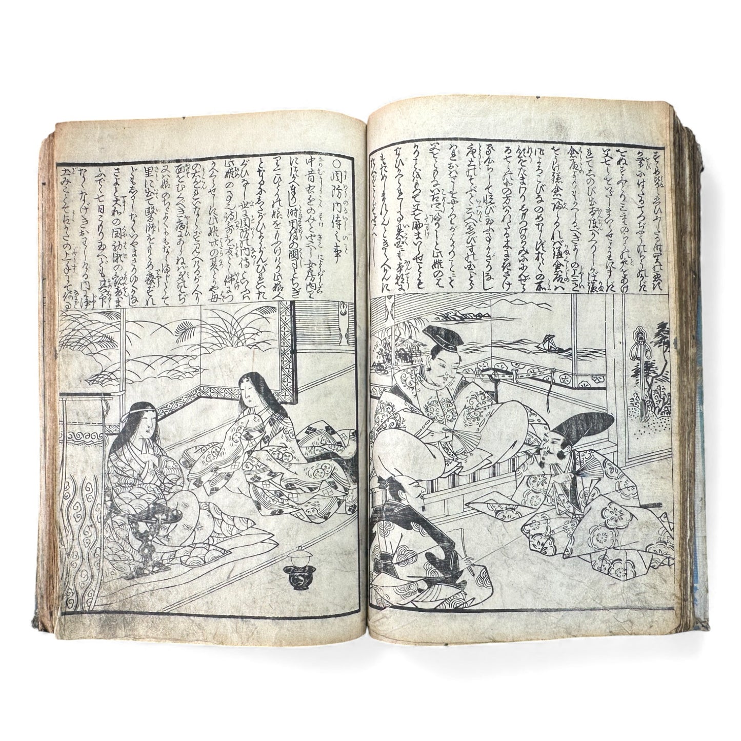 Edo Woodblock Illustrated Book – Japanese Antique Ehon – Seasons, Poetry & Court Scenes – Late Edo - B153