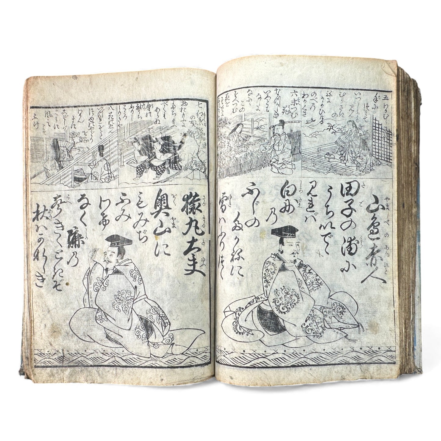 Edo Woodblock Illustrated Book – Japanese Antique Ehon – Seasons, Poetry & Court Scenes – Late Edo - B153