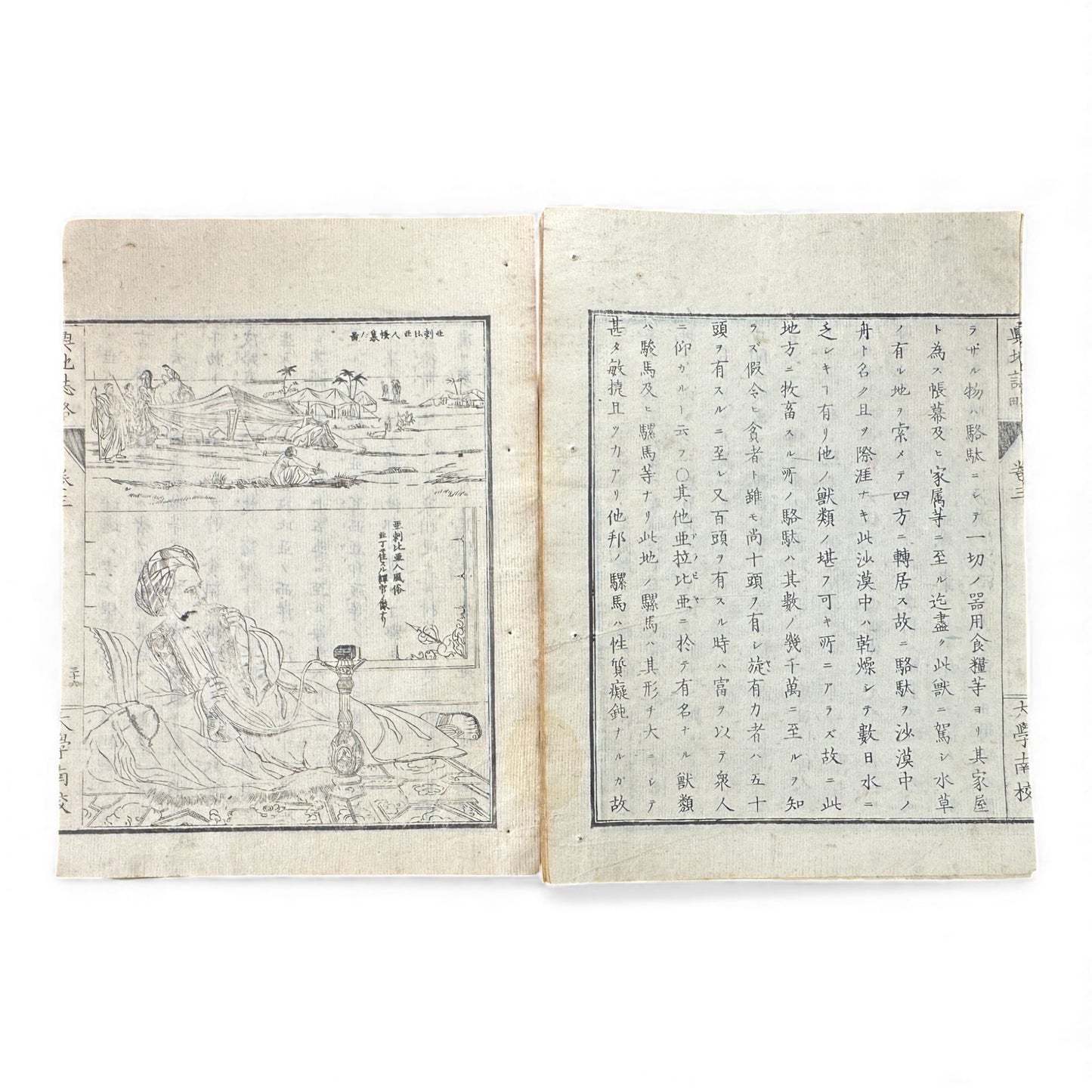 Meiji-Era Japanese Geography Book – Illustrated Maps & World Descriptions – Antique 19th Century Textbook - B154