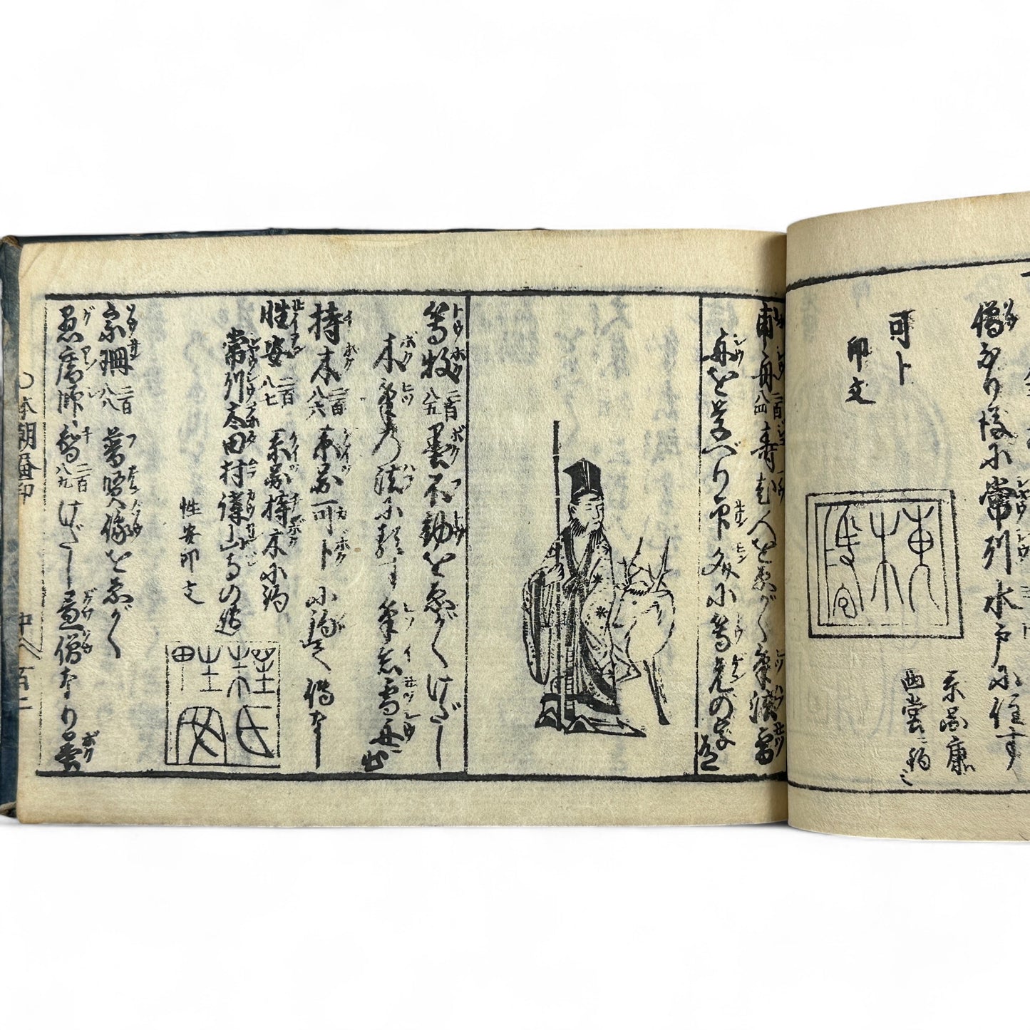 万寶全書 (Manpō Zensho) – Edo Period Japanese Woodblock Book – Illustrated Seal & Calligraphy Compendium – Rare Buddhist-Literati Manual- B21