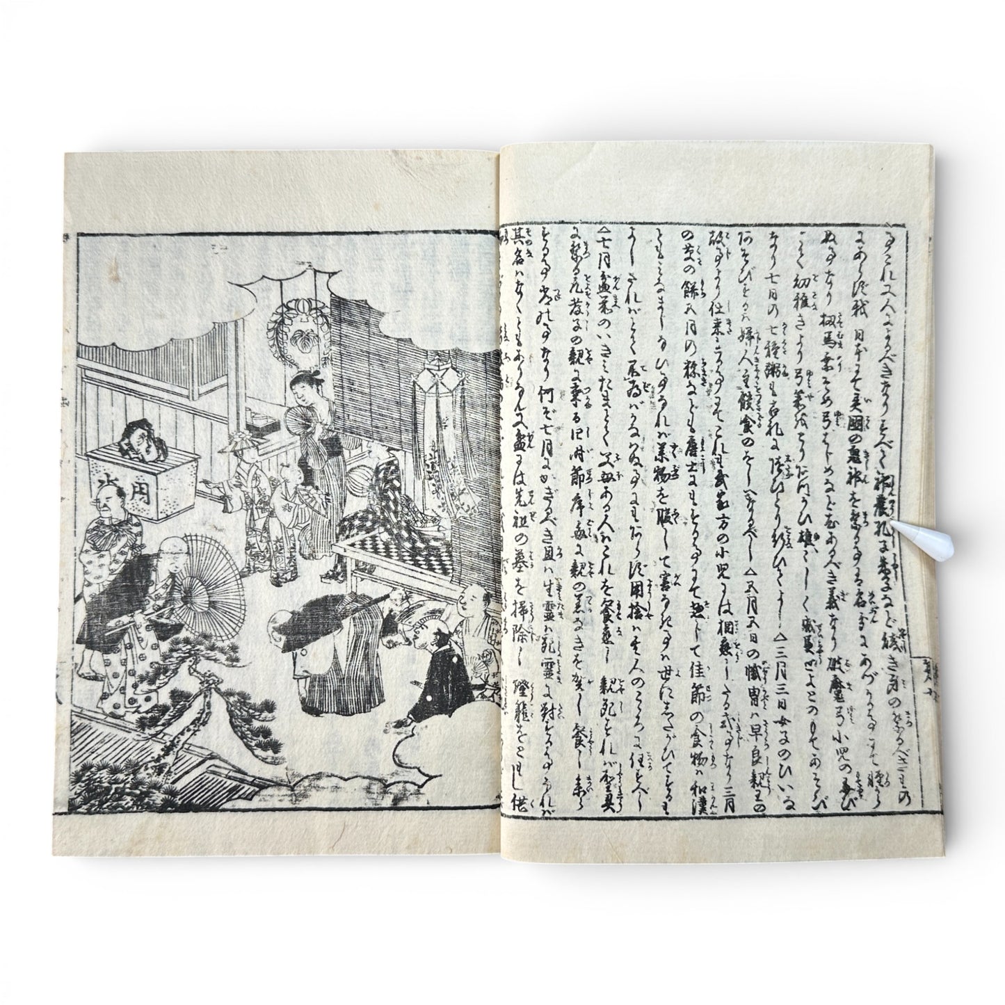 Late Edo to Early Meiji Japanese Illustrated Book – Daily Life, Customs & Narrative Scenes – Woodblock Print - B191