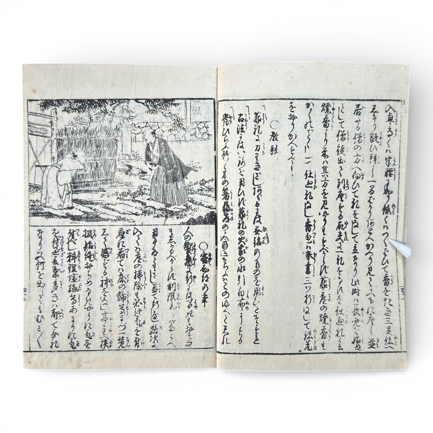 Late Edo to Early Meiji Japanese Woodblock Book – Illustrated Daily Life, Moral Tales & Practical Diagrams - B192