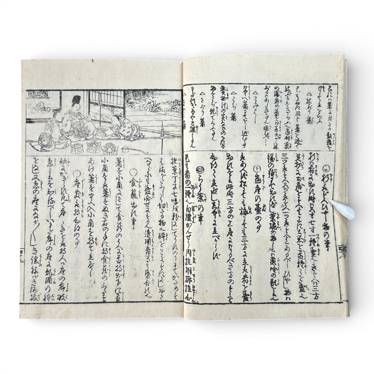 Late Edo to Early Meiji Japanese Woodblock Book – Illustrated Daily Life, Moral Tales & Practical Diagrams - B192