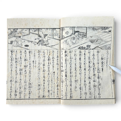 Late Edo to Early Meiji Japanese Woodblock Book – Illustrated Daily Life, Moral Tales & Practical Diagrams - B192