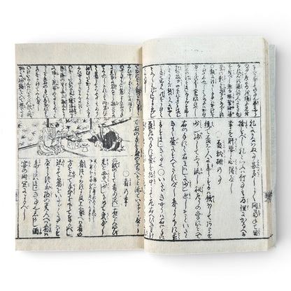 Late Edo to Early Meiji Japanese Woodblock Book – Illustrated Daily Life, Moral Tales & Practical Diagrams - B192
