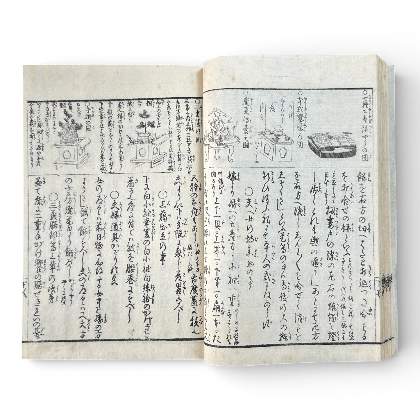Late Edo to Early Meiji Japanese Woodblock Book – Illustrated Daily Life, Moral Tales & Practical Diagrams - B192