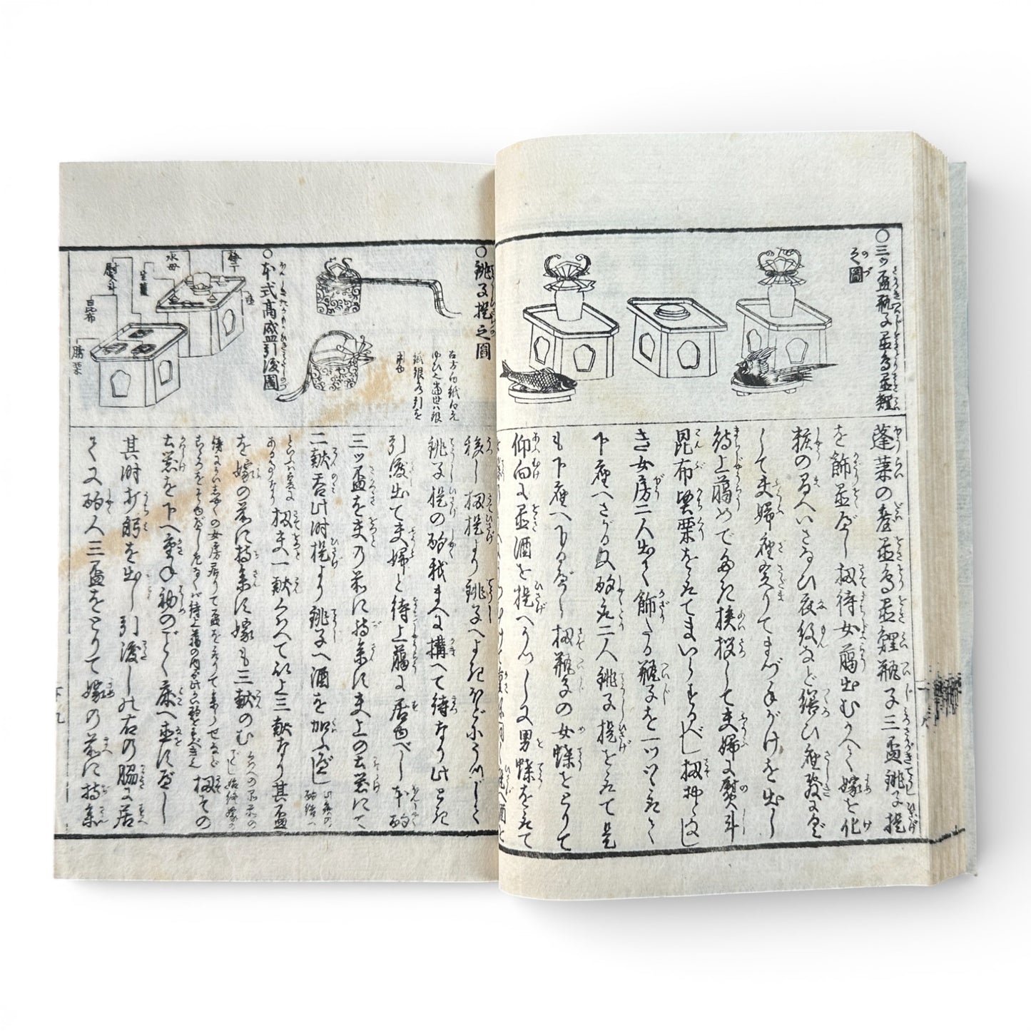 Late Edo to Early Meiji Japanese Woodblock Book – Illustrated Daily Life, Moral Tales & Practical Diagrams - B192