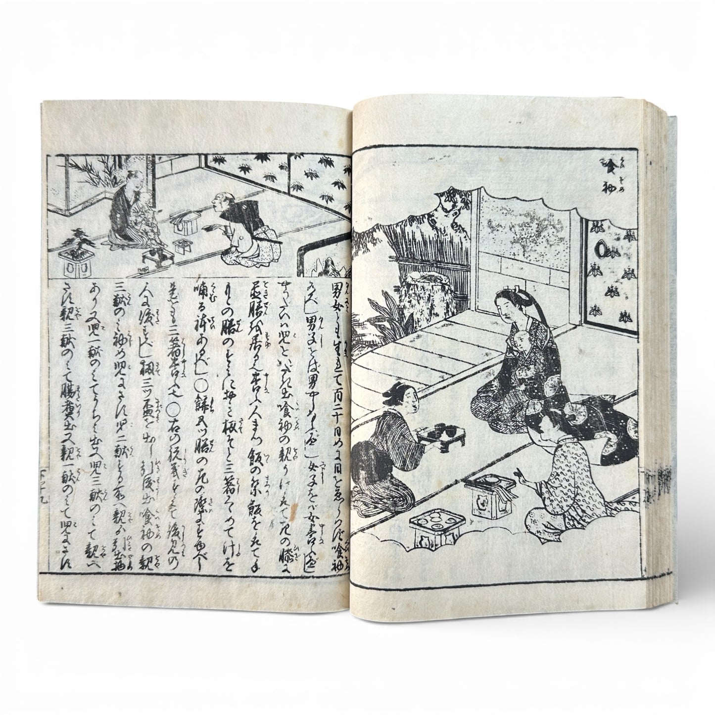 Late Edo to Early Meiji Japanese Woodblock Book – Illustrated Daily Life, Moral Tales & Practical Diagrams - B192