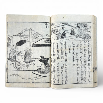 Late Edo to Early Meiji Japanese Woodblock Book – Illustrated Daily Life, Moral Tales & Practical Diagrams - B192