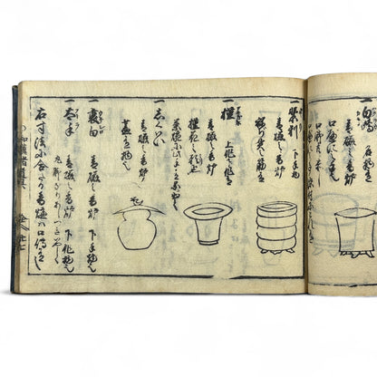 万寶全書 (Manpō Zensho) – Edo Period Japanese Woodblock Book – Illustrated Ceramics & Scholar Objects Reference – Rare Antique-B22