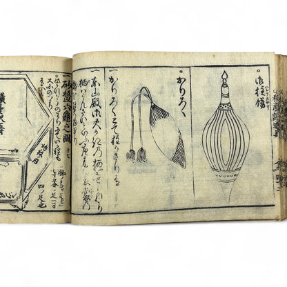 万寶全書 (Manpō Zensho) – Edo Period Japanese Woodblock Book – Illustrated Ceramics & Scholar Objects Reference – Rare Antique-B22