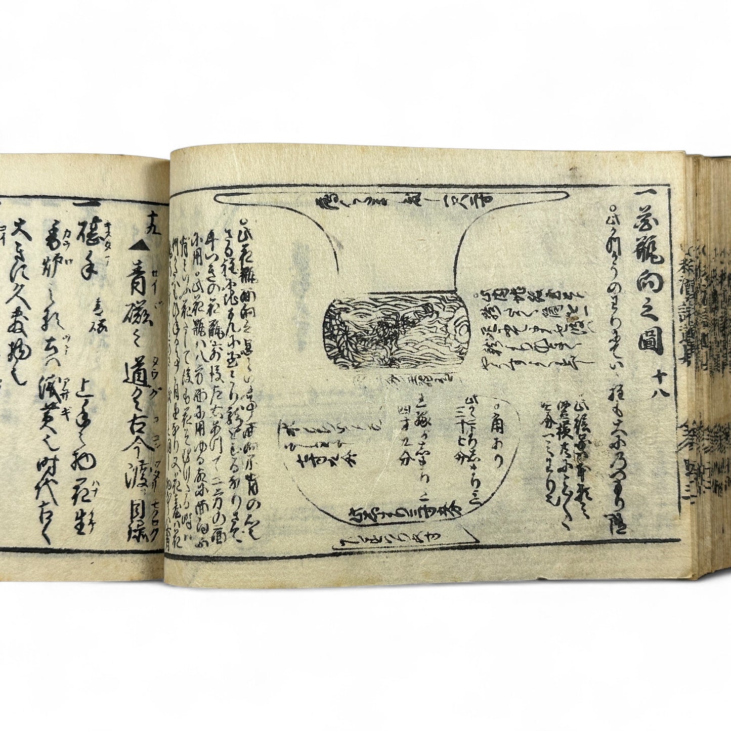 万寶全書 (Manpō Zensho) – Edo Period Japanese Woodblock Book – Illustrated Ceramics & Scholar Objects Reference – Rare Antique-B22