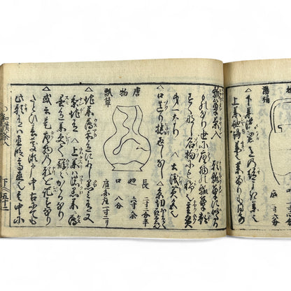 古今和漢萬寶全書 (Kokin Wakan Manpō Zensho) – Edo Period Japanese Woodblock Book – Illustrated Tea Utensil & Scholar Object Compendium – Rare Antique-B23