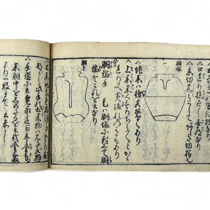 古今和漢萬寶全書 (Kokin Wakan Manpō Zensho) – Edo Period Japanese Woodblock Book – Illustrated Tea Utensil & Scholar Object Compendium – Rare Antique-B23