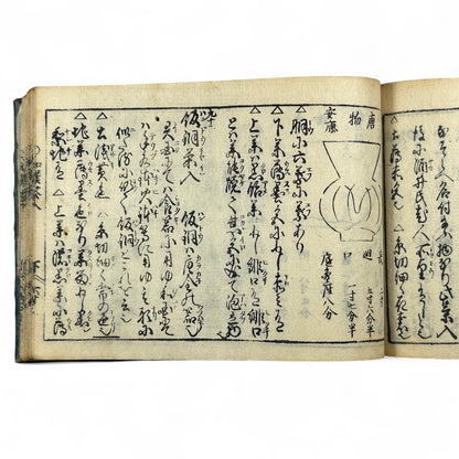古今和漢萬寶全書 (Kokin Wakan Manpō Zensho) – Edo Period Japanese Woodblock Book – Illustrated Tea Utensil & Scholar Object Compendium – Rare Antique-B23