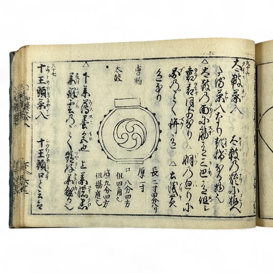 古今和漢萬寶全書 (Kokin Wakan Manpō Zensho) – Edo Period Japanese Woodblock Book – Illustrated Tea Utensil & Scholar Object Compendium – Rare Antique-B23