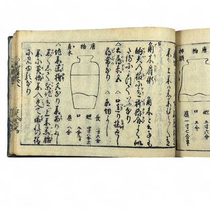 古今和漢萬寶全書 (Kokin Wakan Manpō Zensho) – Edo Period Japanese Woodblock Book – Illustrated Tea Utensil & Scholar Object Compendium – Rare Antique-B23