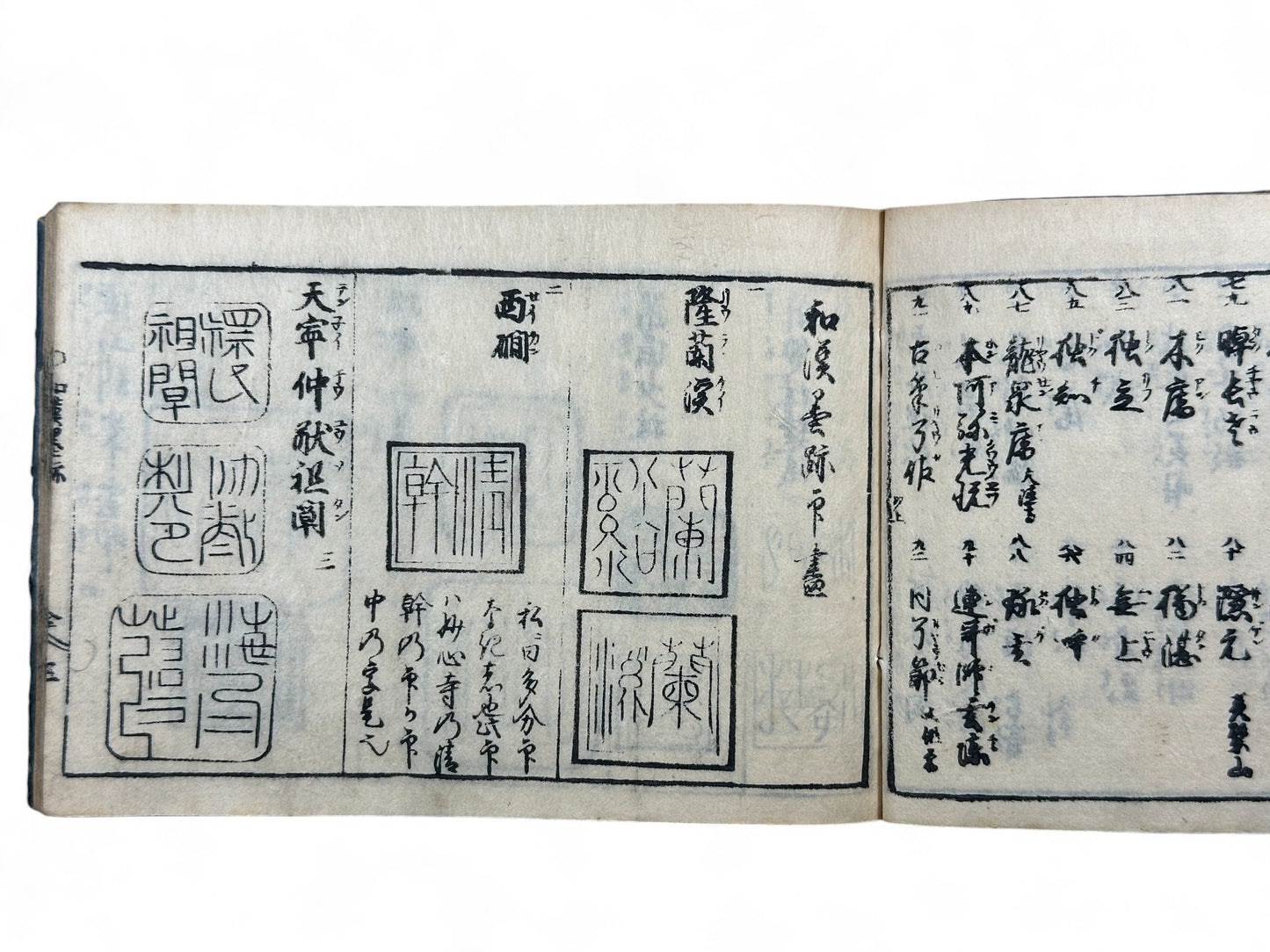 古今和漢萬寶全書 (Kokin Wakan Manpō Zensho) – Edo Period Japanese Woodblock Book – Illustrated Calligraphy & Seal Reference – Scholar Tools – Rare Antique-B24