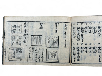 古今和漢萬寶全書 (Kokin Wakan Manpō Zensho) – Edo Period Japanese Woodblock Book – Illustrated Calligraphy & Seal Reference – Scholar Tools – Rare Antique-B24