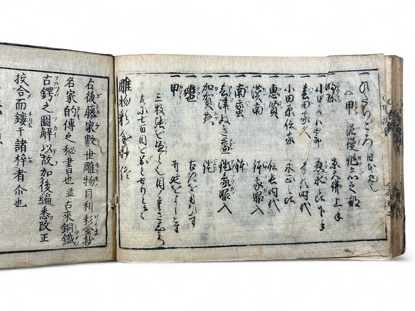 古今和漢萬寶全書 (Kokin Wakan Manpō Zensho) – Edo Period Japanese Woodblock Book – Metalwork & Crest Designs (Kamon) – Decorative Arts Encyclopedia – Rare Antique-B25