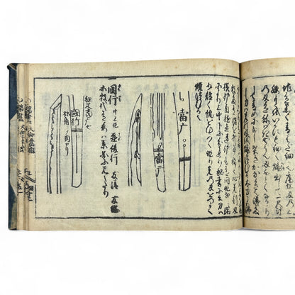 古今鍛冶系図大全 (Kokon Kaji Keizu Taizen) – Edo Period Japanese Swordsmith Genealogy Book – Katana Lineages & Blade Illustrations – Antique Woodblock Print-B28