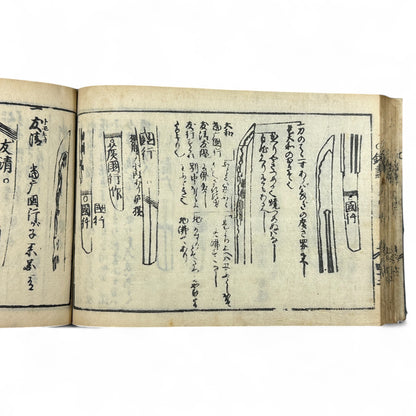 古今鍛冶系図大全 (Kokon Kaji Keizu Taizen) – Edo Period Japanese Swordsmith Genealogy Book – Katana Lineages & Blade Illustrations – Antique Woodblock Print-B28