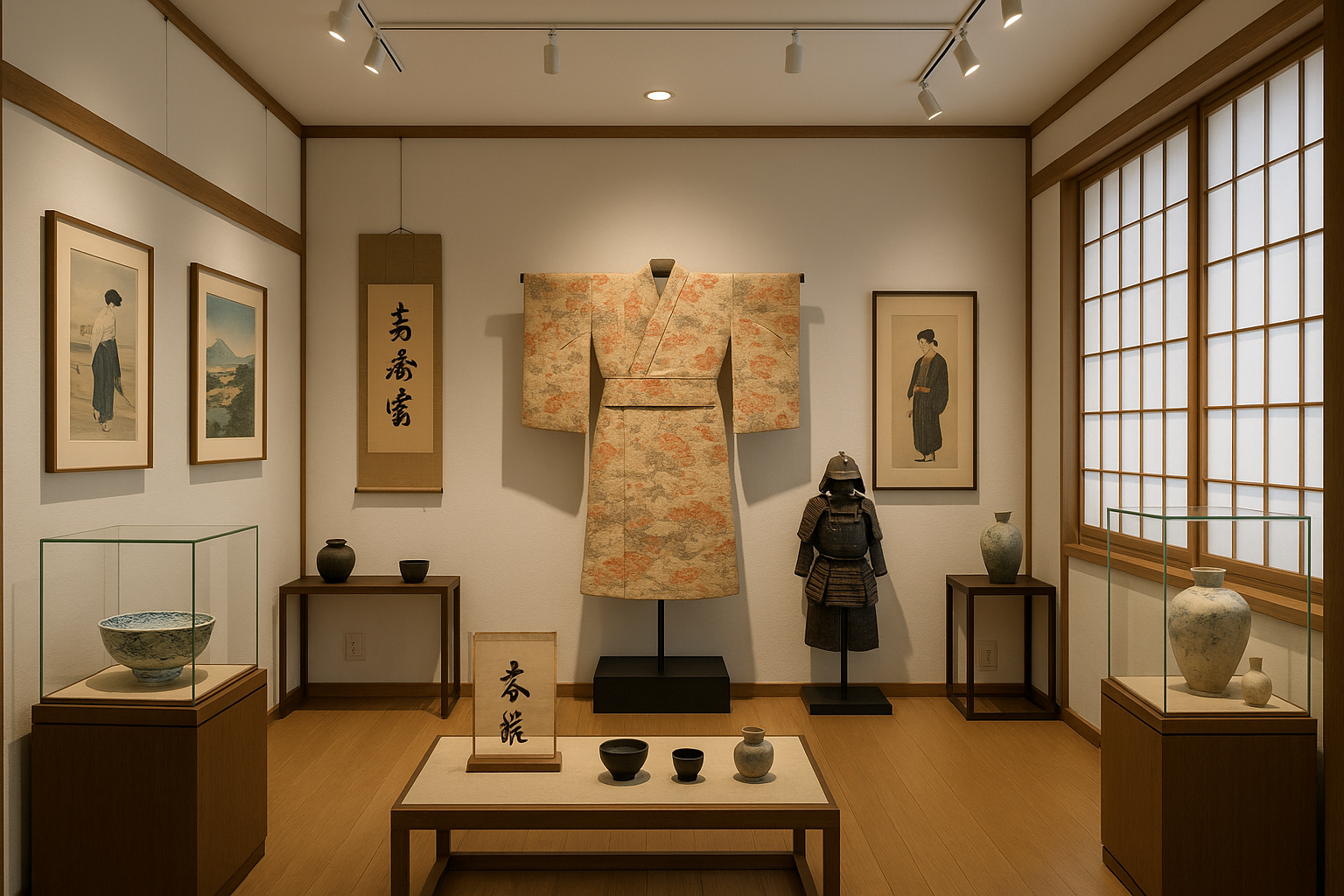 une gallerie d'art avec des oeuvres japonais mais aussi des objets antiques japonais rare